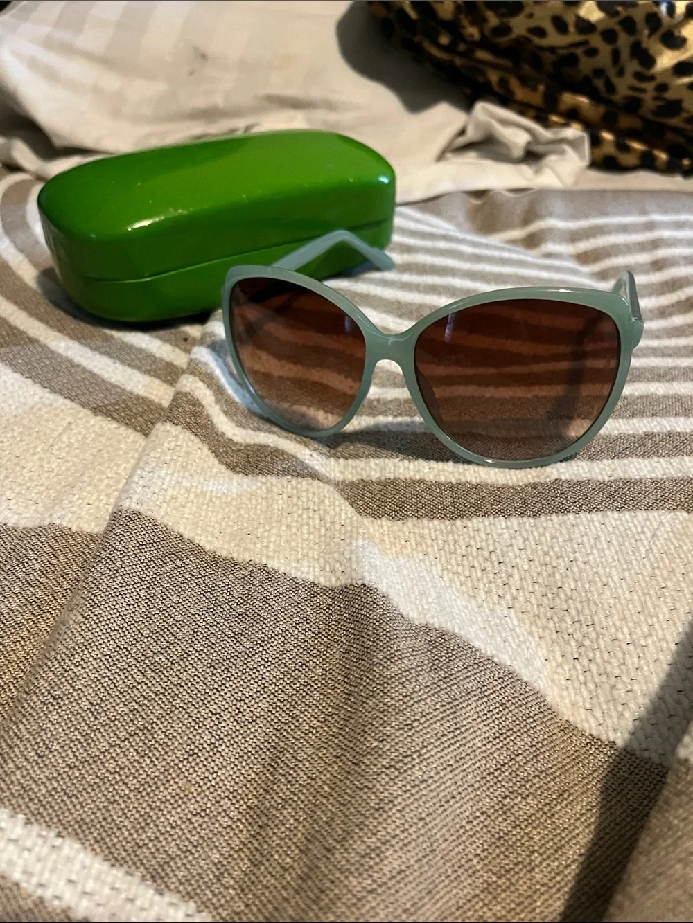Women's Cat-Eye Sunglasses in Seafoam Green Frame with Brown Lenses